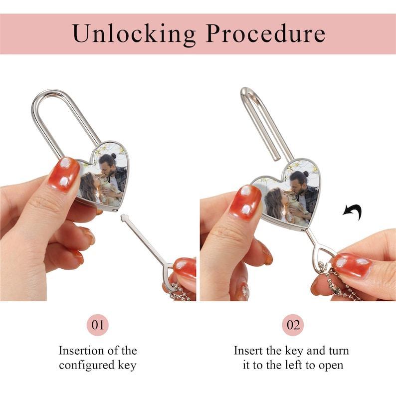 Cadenas Rond Personnalisé Avec Photo En Forme De Cœur Et Texte. Cadeau Significatif Pour Les Couples, Idéal Pour Un Anniversaire De Mariage.