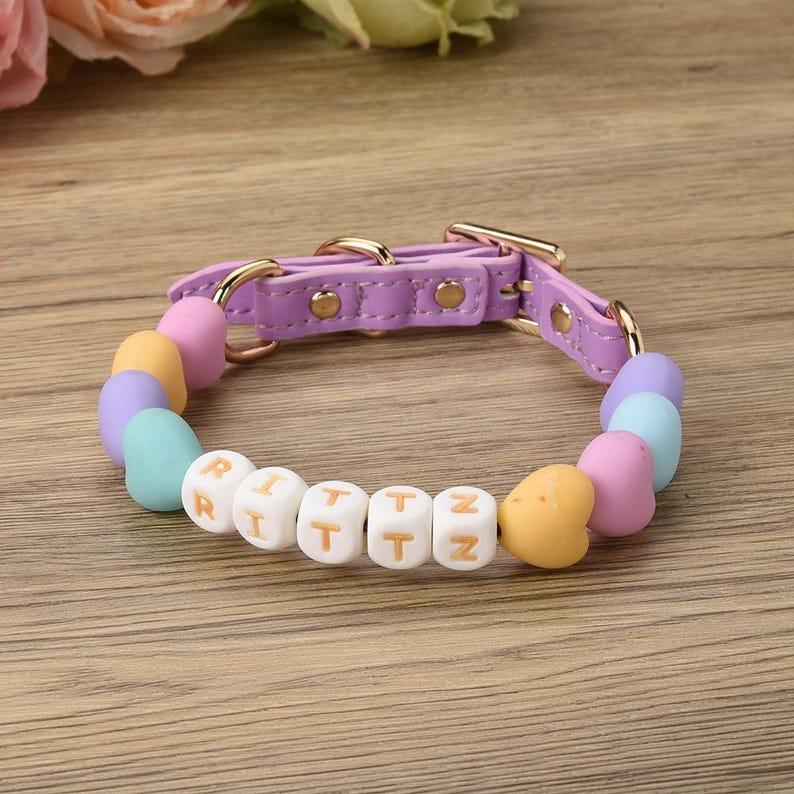 Collier Personnalisé Pour Chien Et Chat Avec Perles Et Boucle Réglable, Cadeau Idéal Pour Les Amoureux Des Animaux