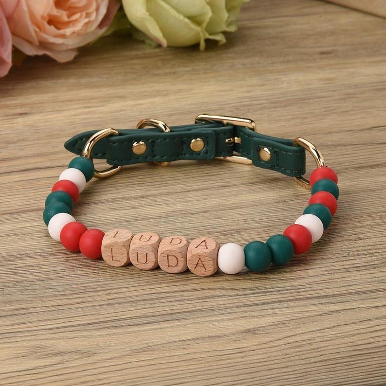 Collier Personnalisé Pour Chien Et Chat Avec Perles Et Boucle Réglable, Cadeau Idéal Pour Les Amoureux Des Animaux