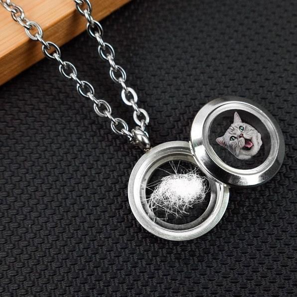 Collier Médaillon Personnalisé En Fourrure Pour Animaux De Compagnie, Collier Médaillon En Poils De Chien Et De Chat, Bijoux Commémoratifs Pour Animaux De Compagnie