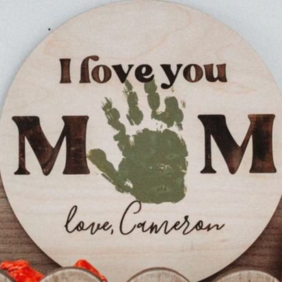 Création Artisanale En Bois Personnalisée Avec Empreinte De Main « Je T'aime Maman »