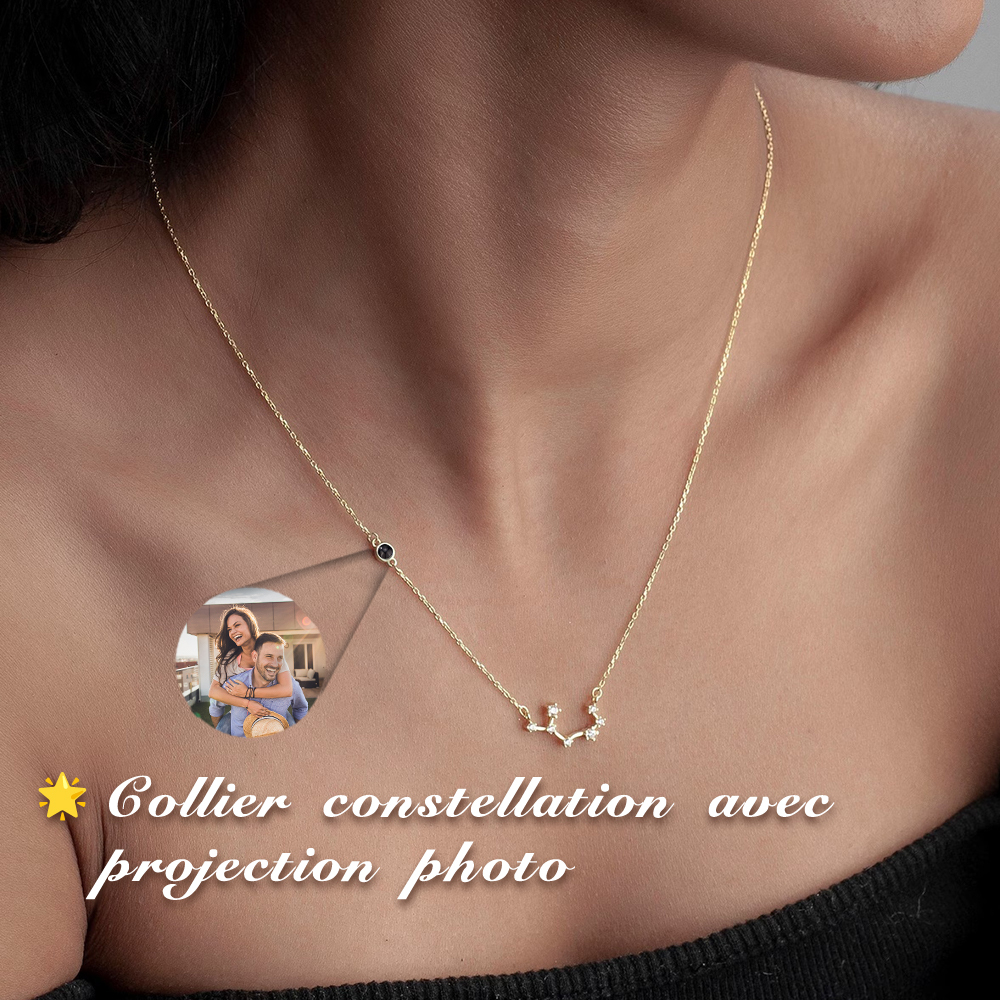 Collier Personnalisé Avec Projection Photo Du Zodiaque, Collier Constellation, Bijoux Du Zodiaque Scorpion, Sagittaire, Balance, Cadeau Pour Lui