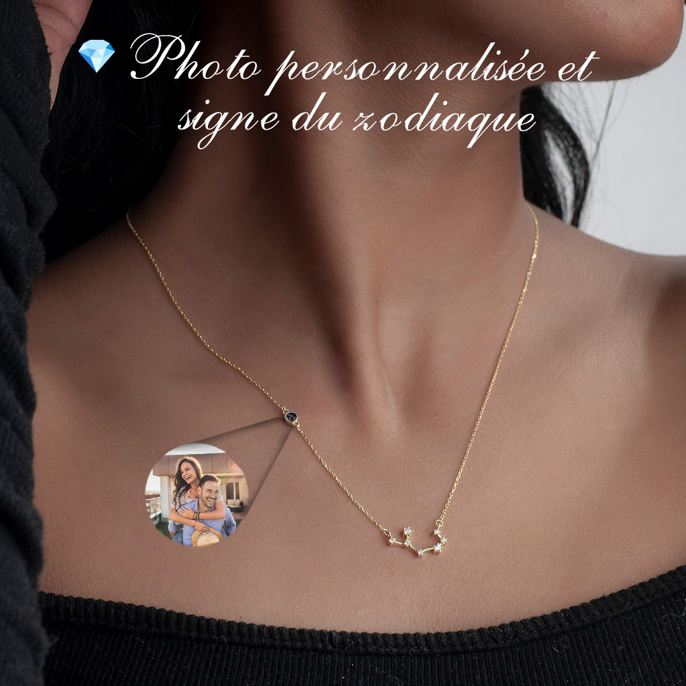 Collier Personnalisé Avec Projection Photo Du Zodiaque, Collier Constellation, Bijoux Du Zodiaque Scorpion, Sagittaire, Balance, Cadeau Pour Lui