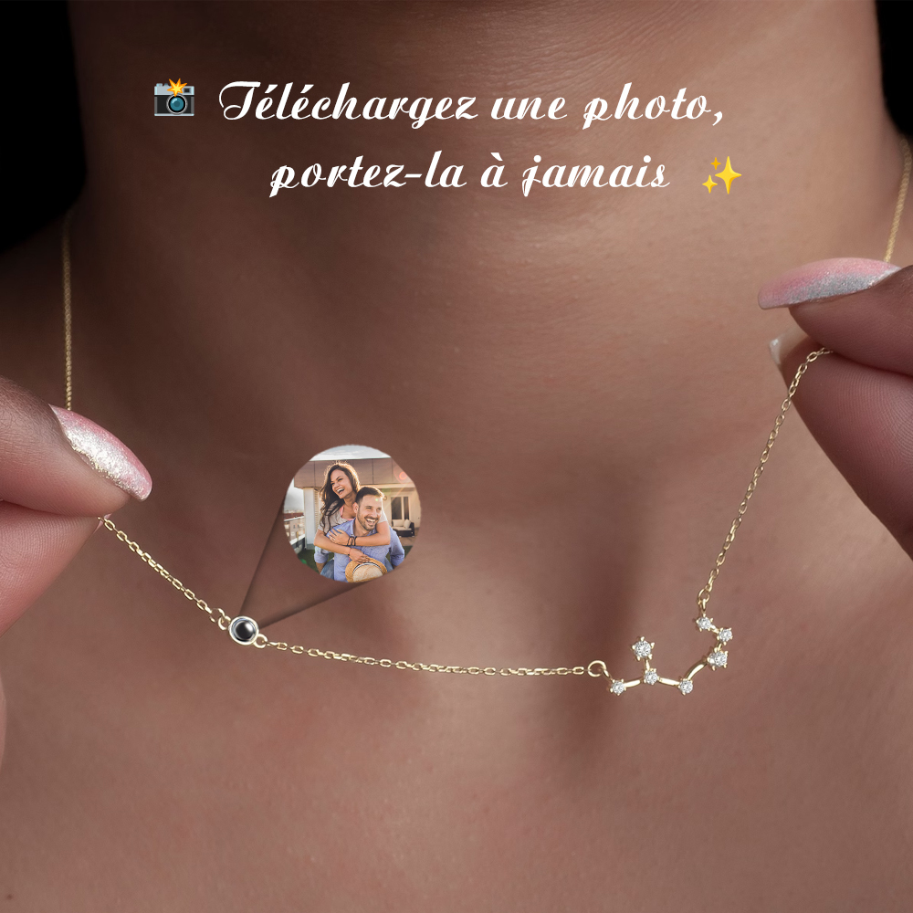 Collier Personnalisé Avec Projection Photo Du Zodiaque, Collier Constellation, Bijoux Du Zodiaque Scorpion, Sagittaire, Balance, Cadeau Pour Lui