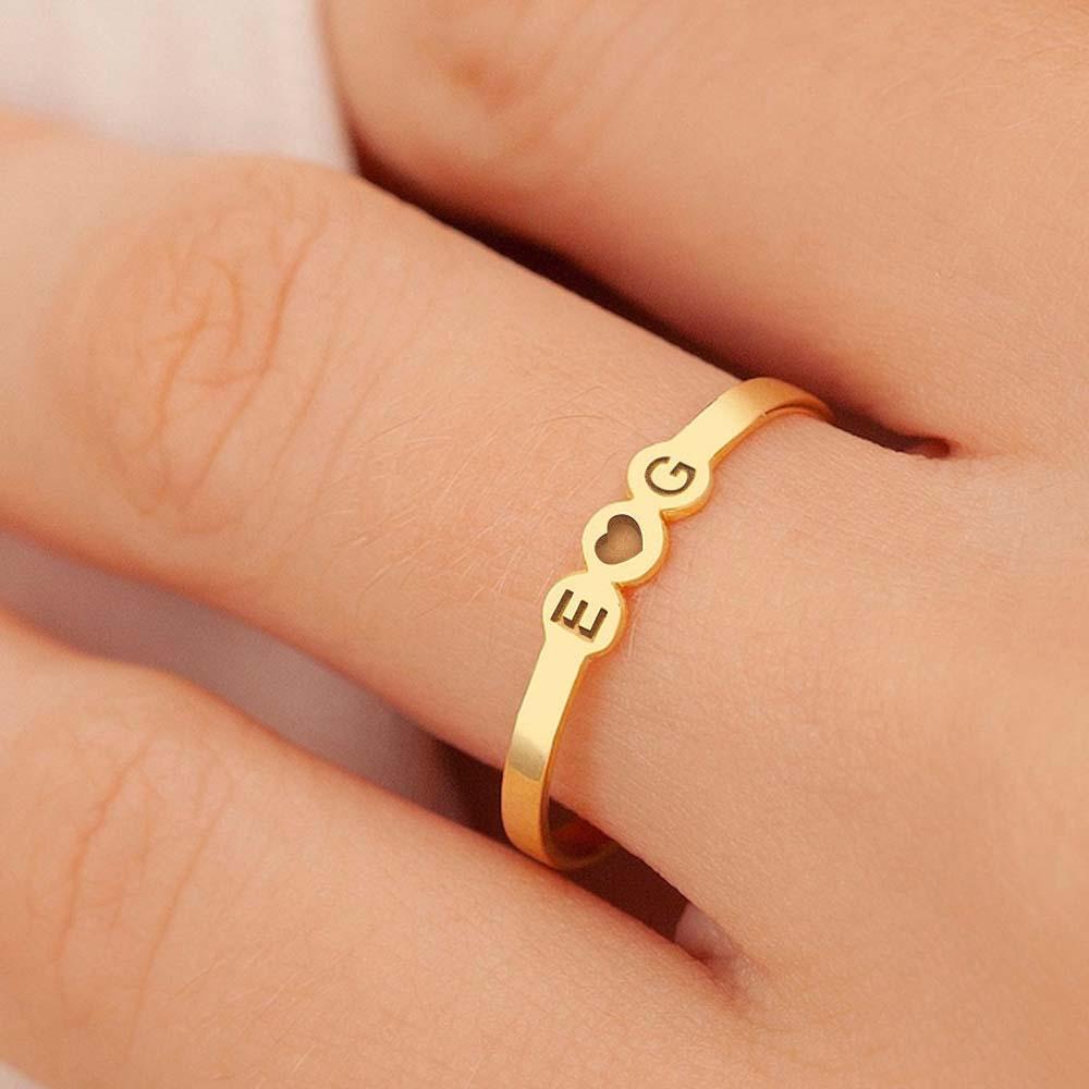 Personalized Letter Ring Initial Ring For Lovers Couples Wife Husband Girlfriend Boyfriend
