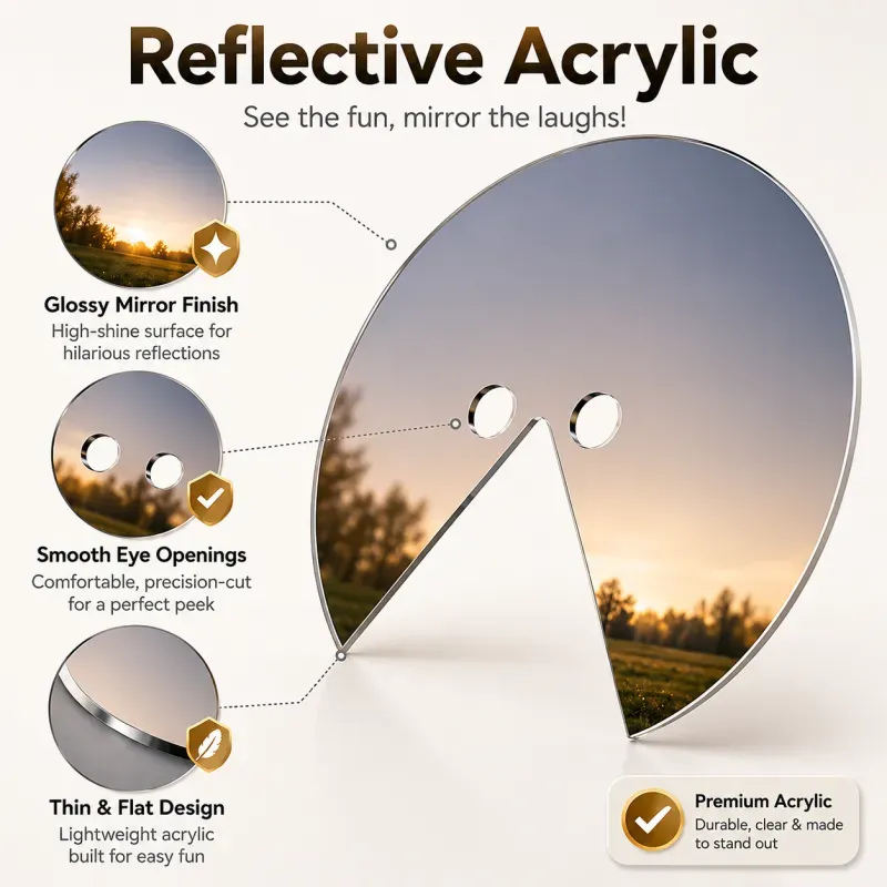 Masque Miroir En Acrylique, Accessoire Photo Monté Sur La Tête, Masque Facial Miroir à Surface Réfléchissante Pour Séances Photo - CustWitFR