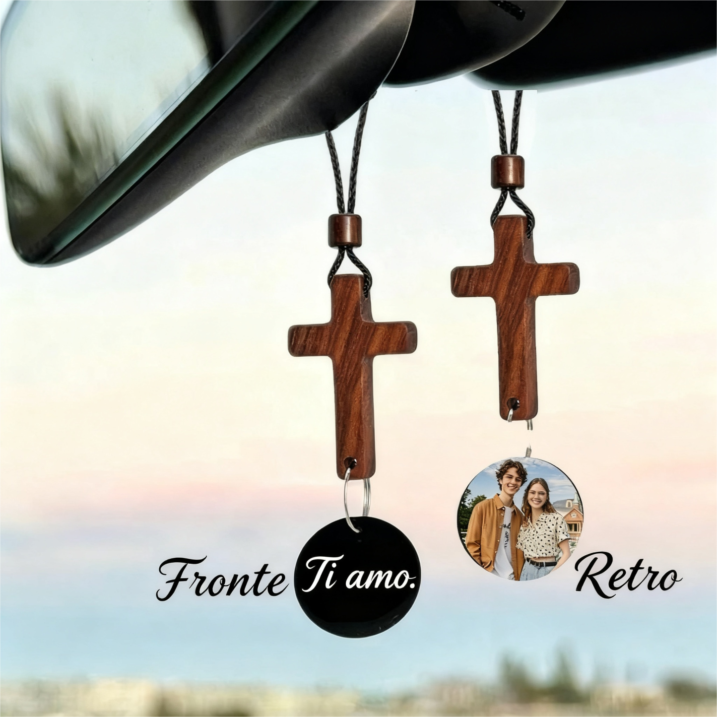 Ornamento Per Auto Con Croce Biblica NFC - Citazione Ispiratrice 'sono Sempre Con Te'