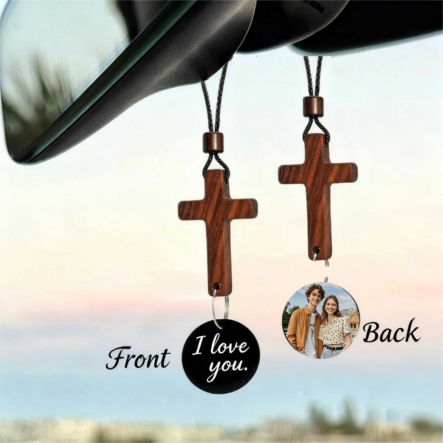 Ornamento Per Auto Con Croce Biblica NFC - Citazione Ispiratrice 'sono Sempre Con Te'