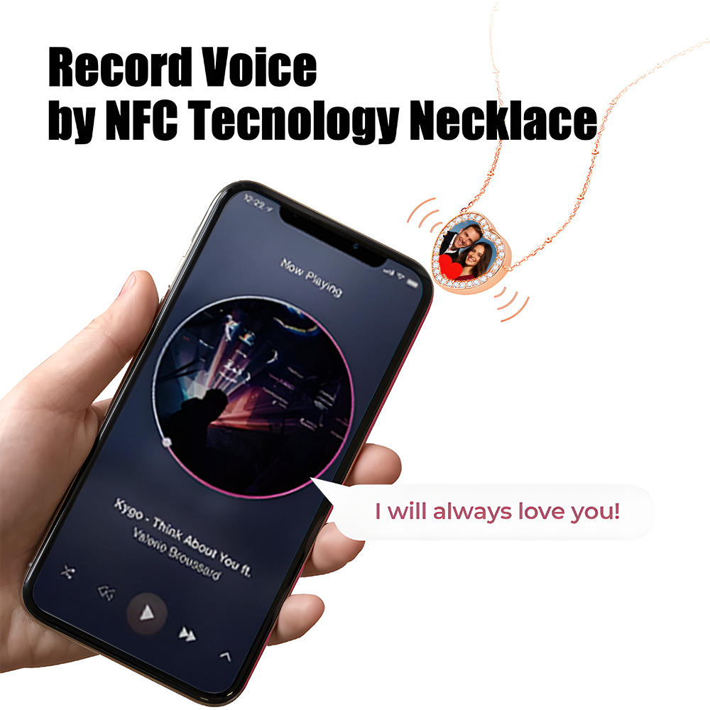 Collana Con Foto Personalizzata Nfc, Collana A Forma Di Cuore, Regalo Creativo Per L'amante - 
