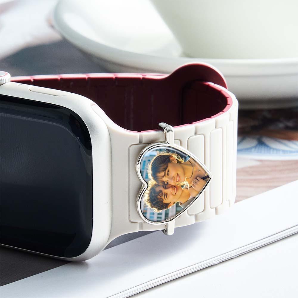 Ciondolo Per Cinturino Orologio Con Foto Incisa Personalizzata - Accessorio Per Smartwatch Personalizzato Con Perline - 