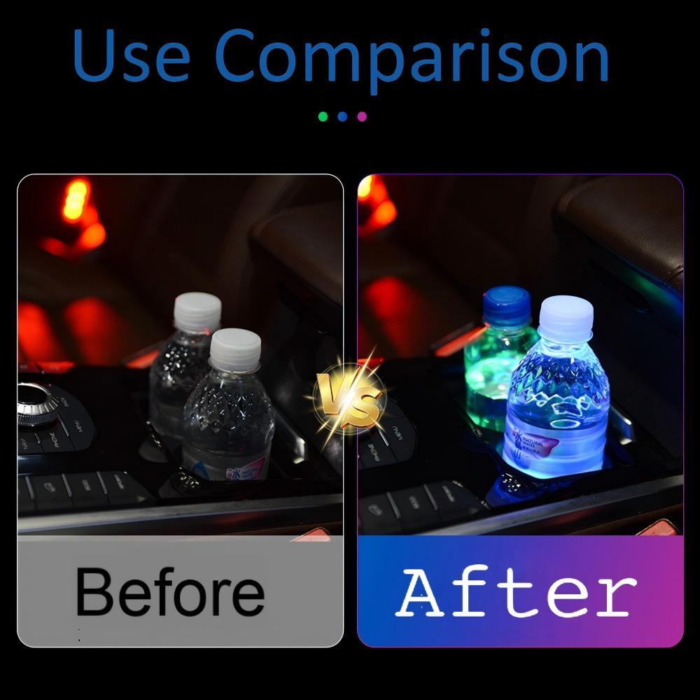 Personalized Car Coaster Customizable Car Cup Holder Mat with LED Lighting & USB Charging