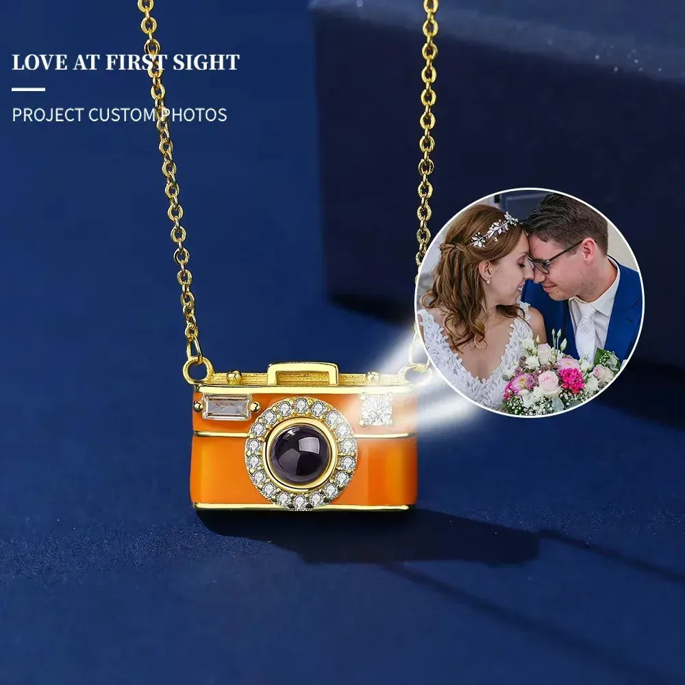 Personalized Photo Necklace Projection Gem Camera Necklace Anniversary Gifts for Her