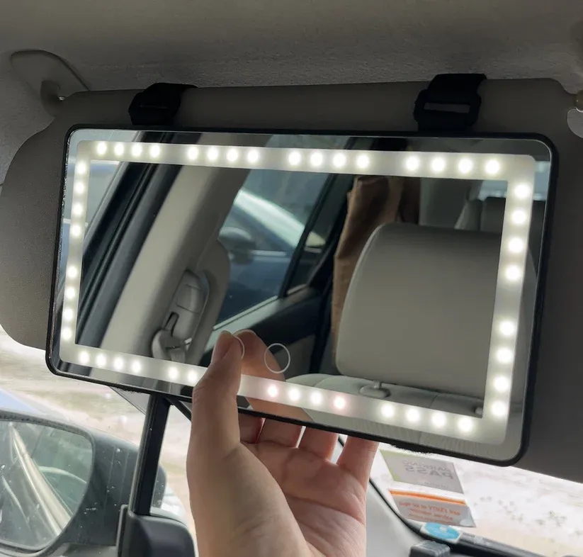 Custom LED Vanity Mirror for Car Visor – Dimmable Lighted Makeup Mirror