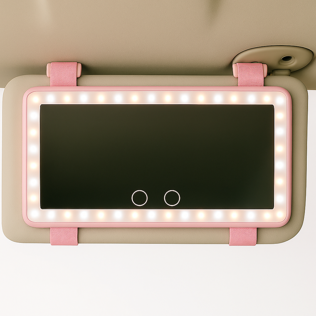 Custom LED Vanity Mirror for Car Visor – Dimmable Lighted Makeup Mirror