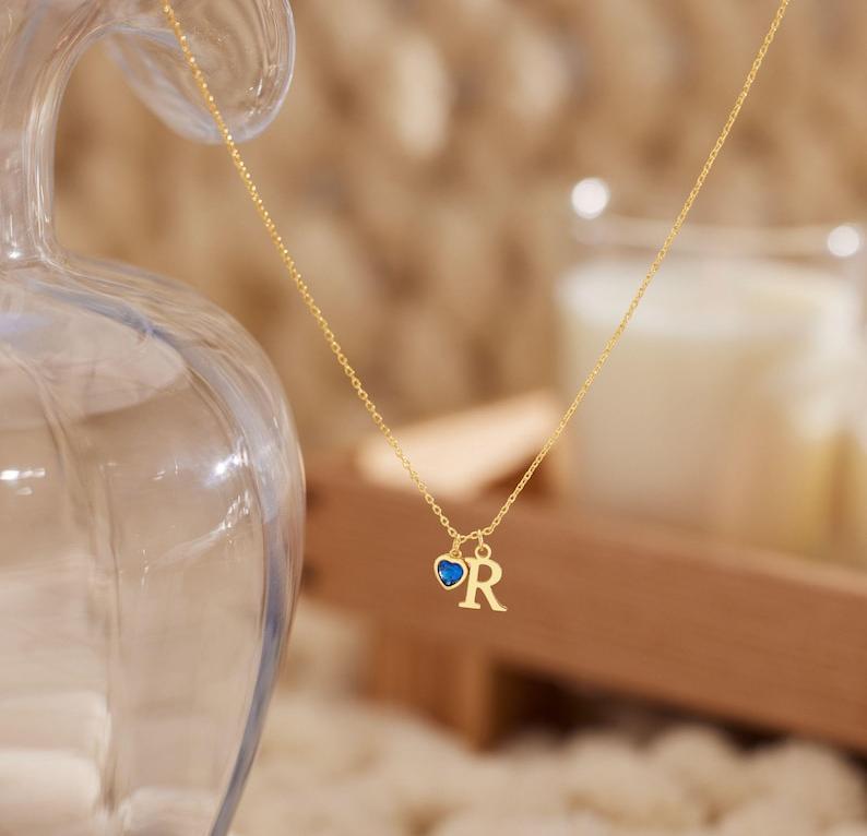 Collana Con Pietra Portafortuna A Forma Di Cuore Con Lettera Personalizzata, Regalo Di Anniversario, Compleanno E Natale Per Lei