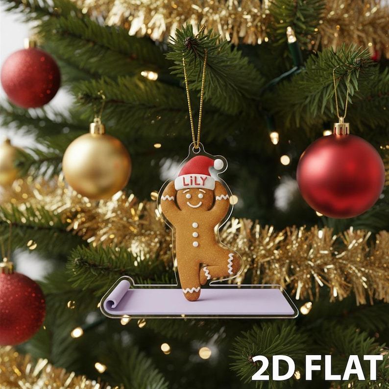 Ornamento Natalizio Personalizzato Con Omino Di Pan Di Zenzero E Cappello Di Babbo Natale, Nome Personalizzato, Decorazione Per Giocatore Di Hockey, Golf, Calcio, Bowling, Yoga, Regalo Carino