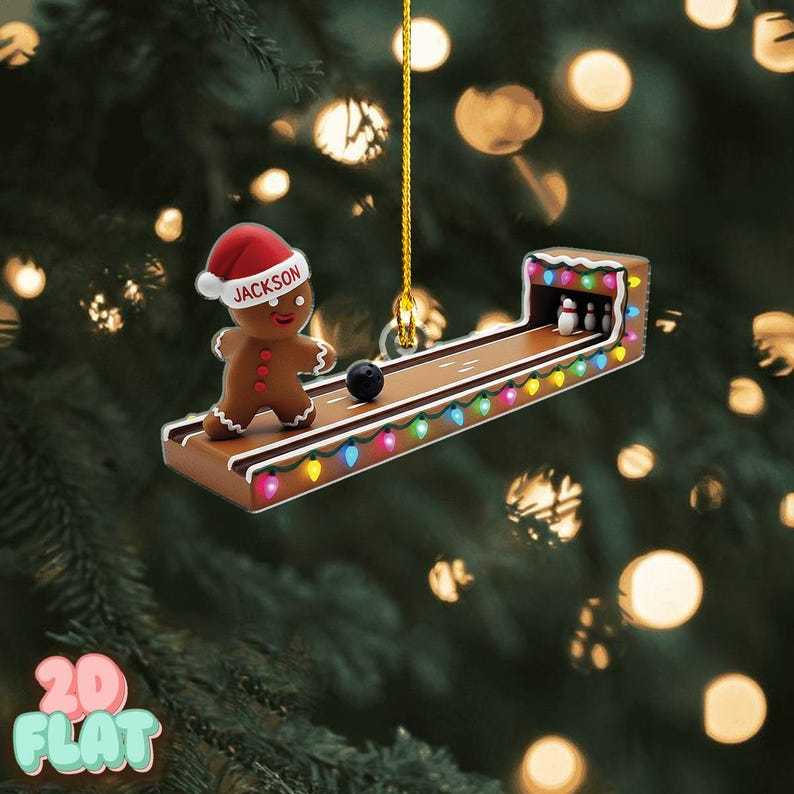 Ornamento Natalizio Personalizzato Con Omino Di Pan Di Zenzero E Cappello Di Babbo Natale, Nome Personalizzato, Decorazione Per Giocatore Di Hockey, Golf, Calcio, Bowling, Yoga, Regalo Carino