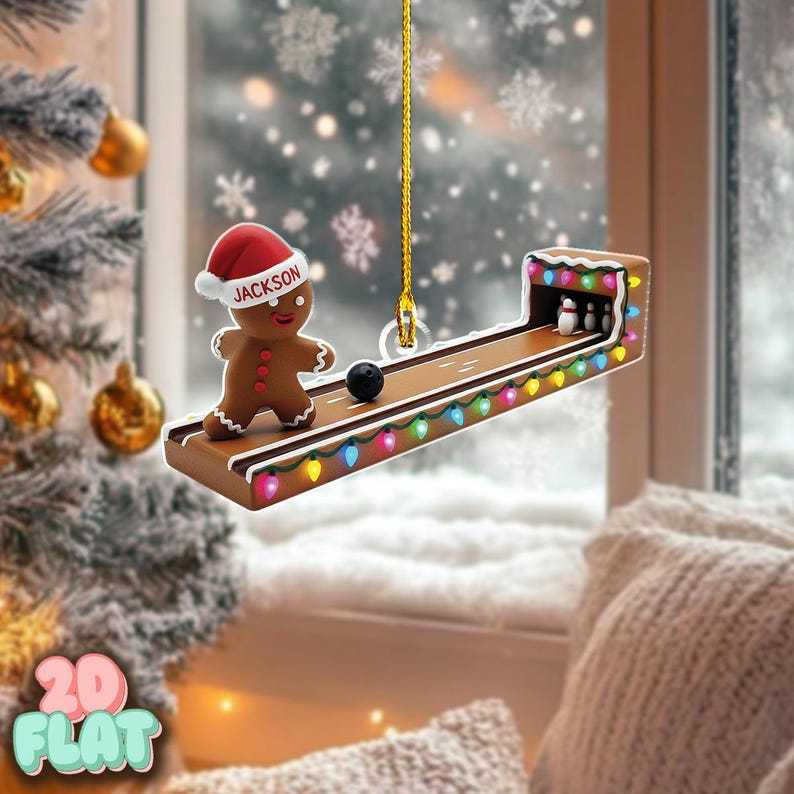 Ornamento Natalizio Personalizzato Con Omino Di Pan Di Zenzero E Cappello Di Babbo Natale, Nome Personalizzato, Decorazione Per Giocatore Di Hockey, Golf, Calcio, Bowling, Yoga, Regalo Carino