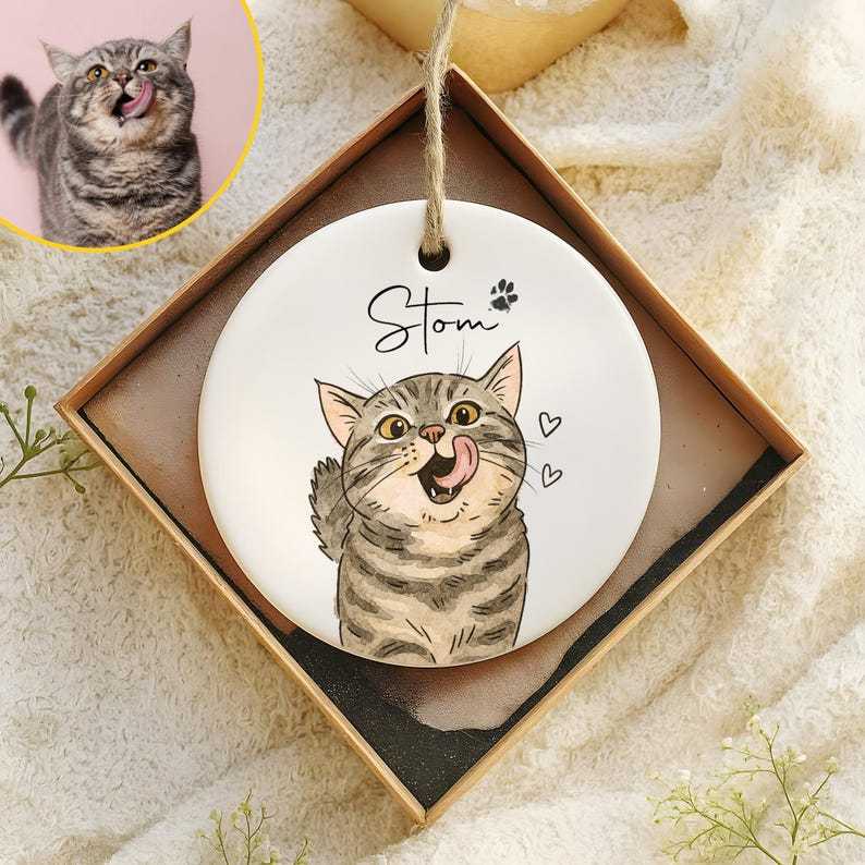 Ornamento Fotografico Personalizzato Con Acquerello Per Animali Domestici: Ricordo Commemorativo Personalizzato