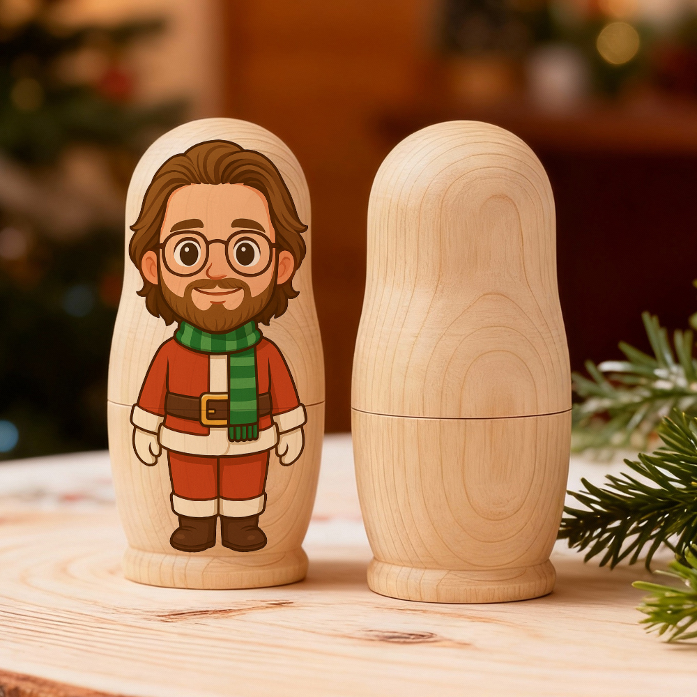 Marioska Personalizzata Con Ritratto Di Famiglia, Foto Personalizzata, Stile Cartone Animato, Regalo Di Natale Con Foto