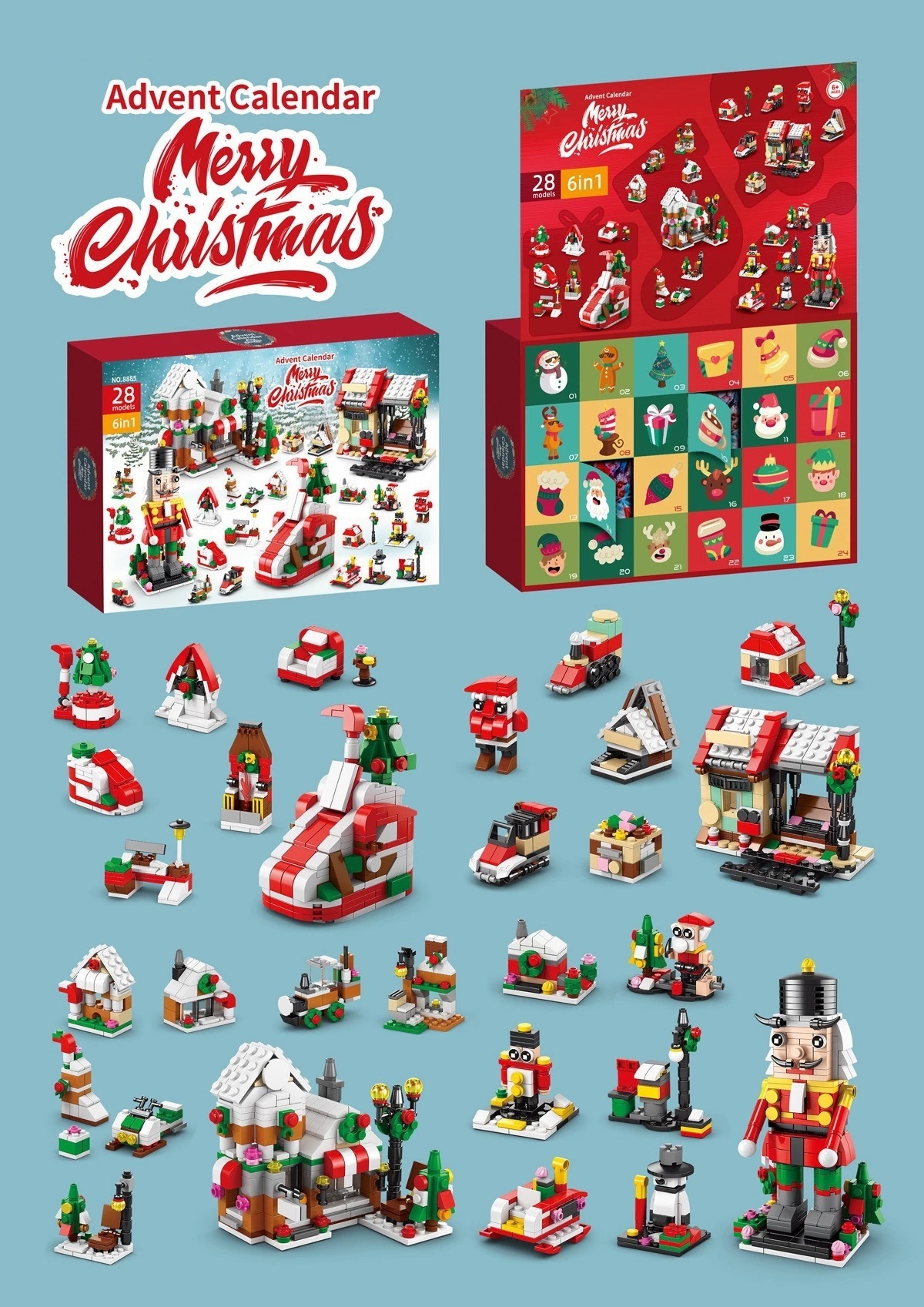 DIY Advent Calendar Christmas Blocks Set 2025 – Surprise Blind Box Toy for Boys And Girls