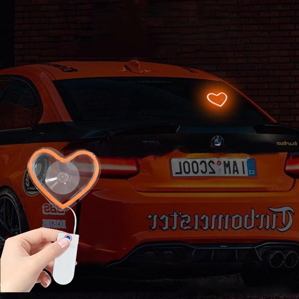 LED Heart Neon Light for Car Triangle Window – Battery Powered Interior Atmosphere Lamp