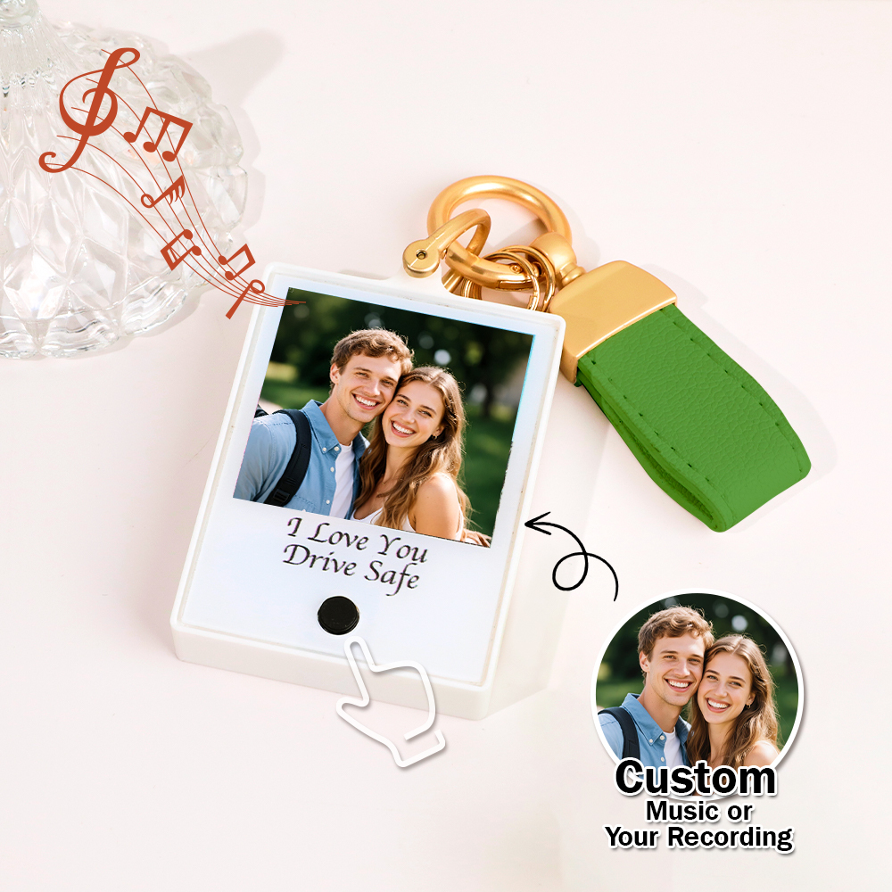 Custom Keychain With Photo and Text – Meaningful Gift with Your Personalized Music or Recording For Dad, Mom, Family, Friends