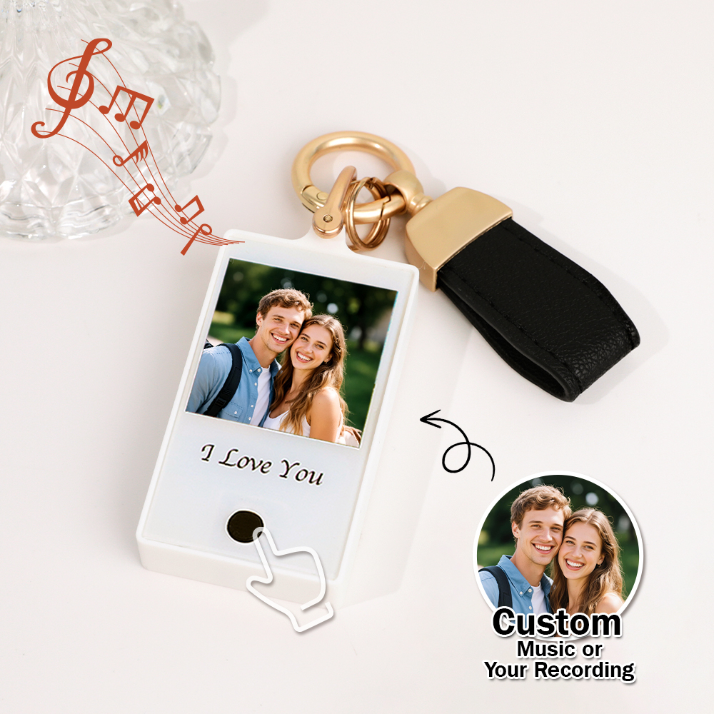 Custom Keychain With Photo and Text – Meaningful Gift with Your Personalized Music or Recording For Dad, Mom, Family, Friends