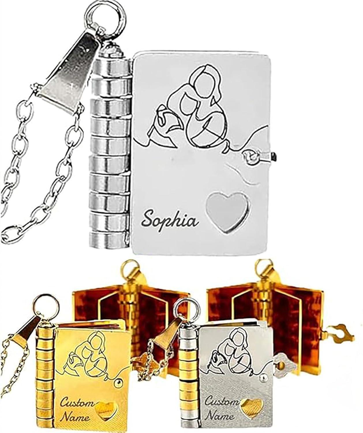 Collana Con Libro A Capitoli Personalizzato Per Nipote, Collana Con Libro 'a Mia Nipote' Con 6 Pagine Incise, Regalo In Acciaio Inossidabile Con Nome Personalizzato Da Parte Della Nipote