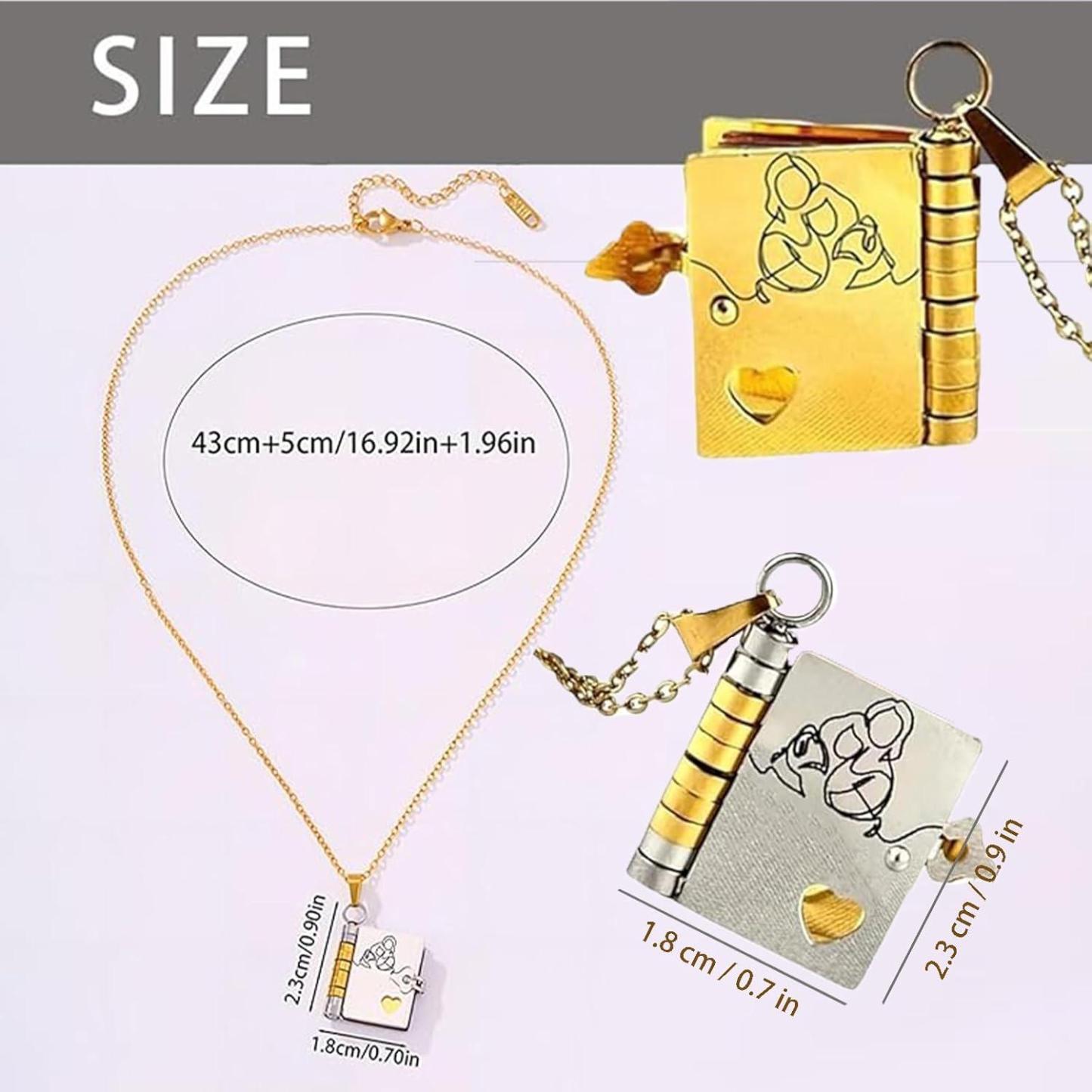 Collana Con Libro A Capitoli Personalizzato Per Nipote, Collana Con Libro 'a Mia Nipote' Con 6 Pagine Incise, Regalo In Acciaio Inossidabile Con Nome Personalizzato Da Parte Della Nipote