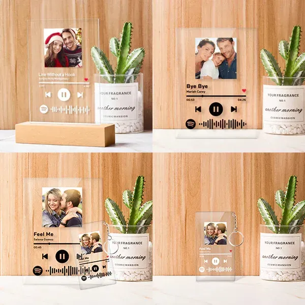 Targa Con Codice Spotify Scansionabile, Luce Notturna, Musica E Foto, Acrilico, Vari Stili Di Combinazione Musicale - 