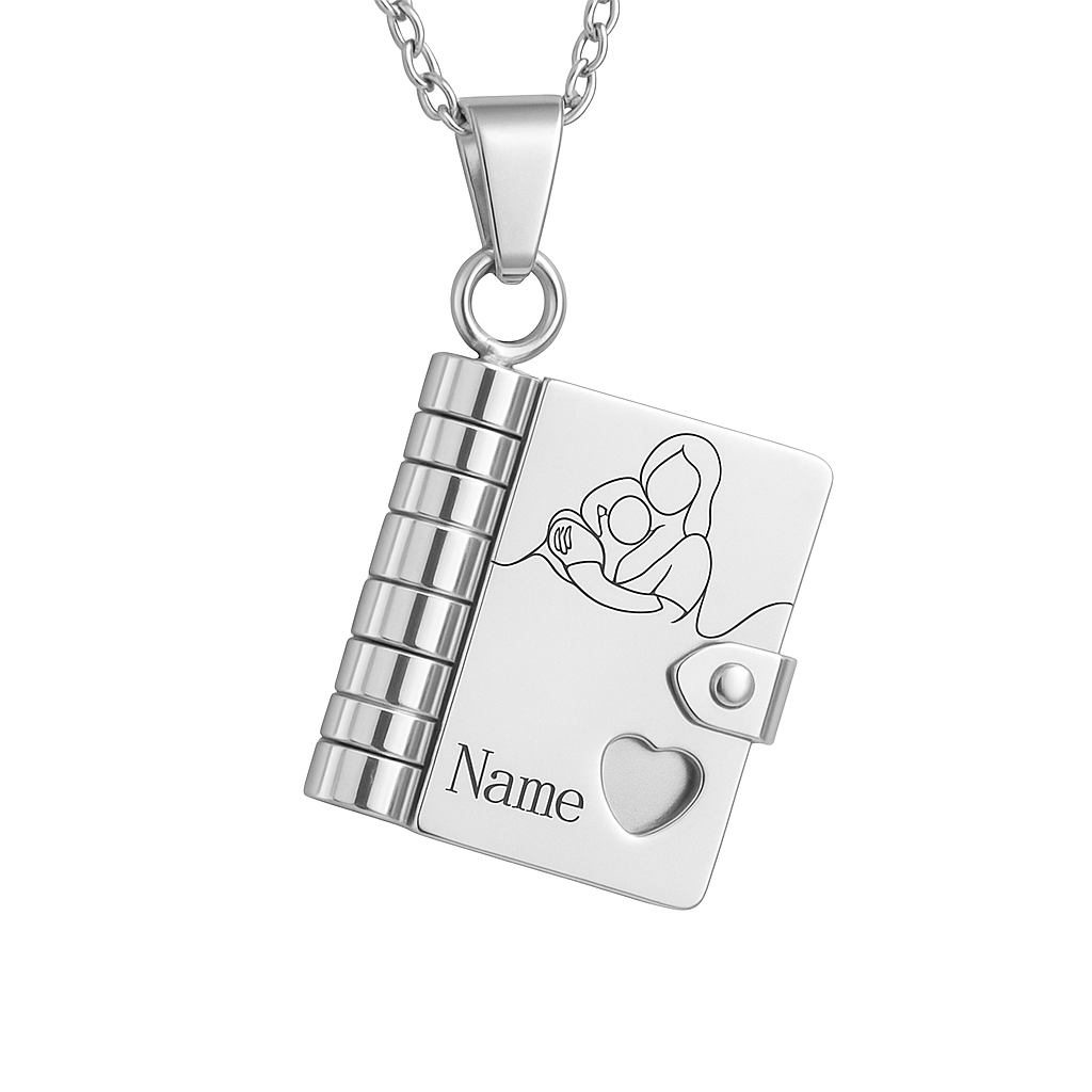 Collana Con Libro A Capitoli Personalizzato Per Nipote, Collana Con Libro 'a Mia Nipote' Con 6 Pagine Incise, Regalo In Acciaio Inossidabile Con Nome Personalizzato Da Parte Della Nipote