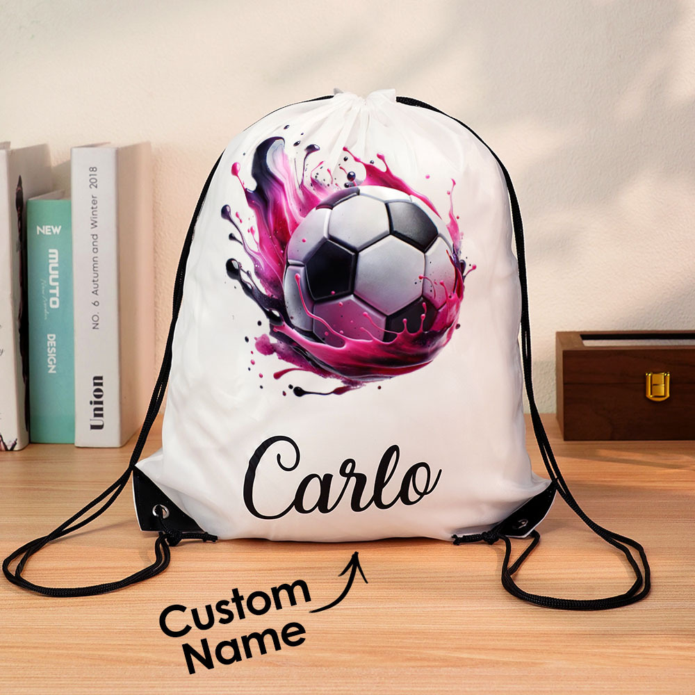 Personalised Name Drawstring Football Bag Custom Sports Bag for Players, Adults, Teens, College, PE or Gym