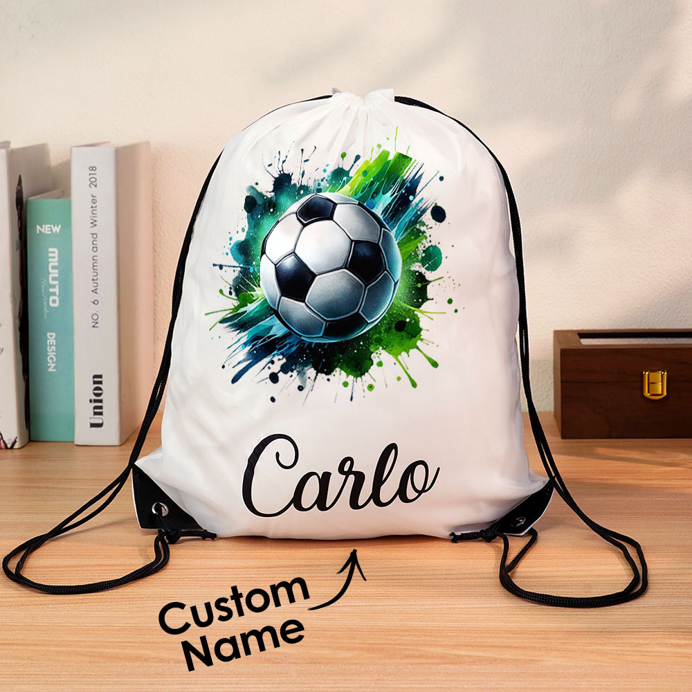 Personalised Name Drawstring Football Bag Custom Sports Bag for Players, Adults, Teens, College, PE or Gym