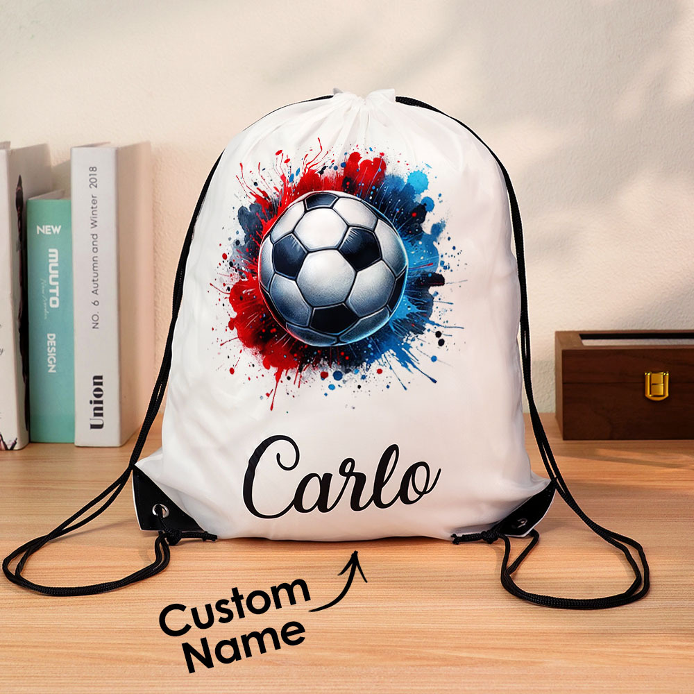 Personalised Name Drawstring Football Bag Custom Sports Bag for Players, Adults, Teens, College, PE or Gym