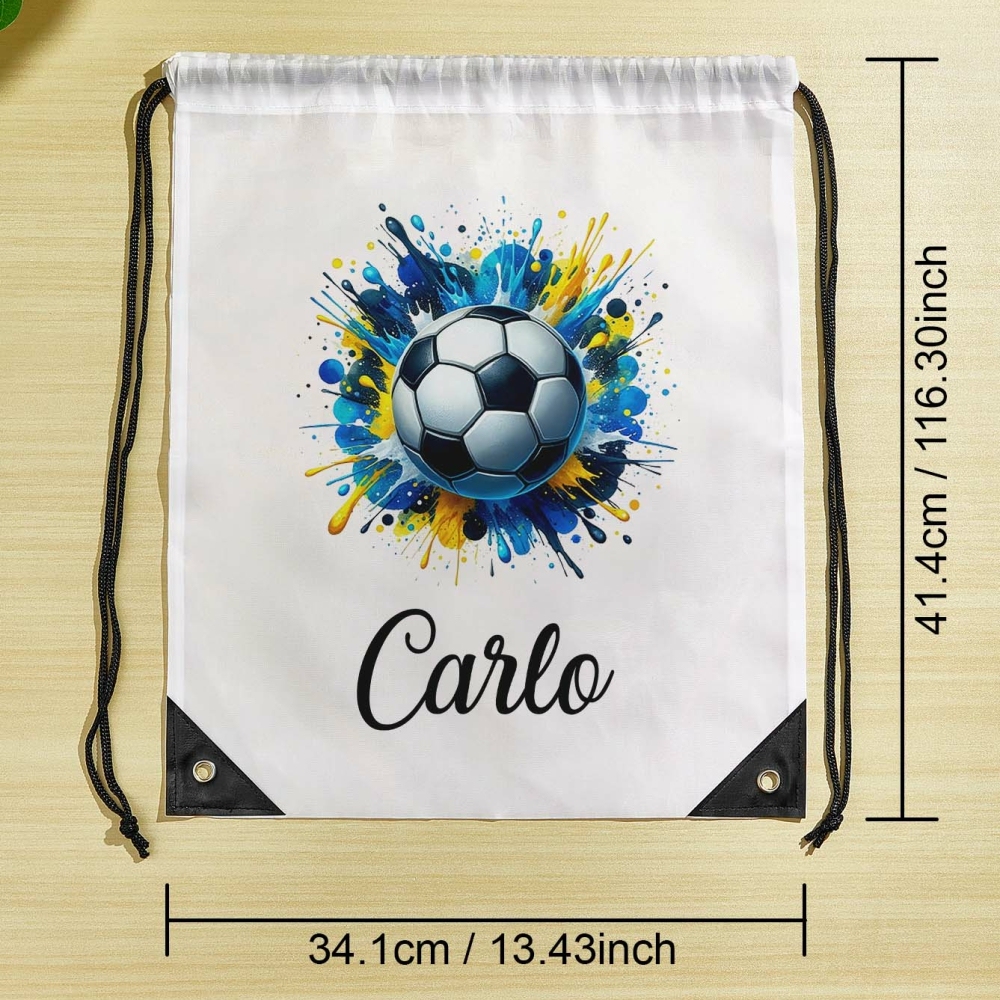 Personalised Name Drawstring Football Bag Custom Sports Bag for Players, Adults, Teens, College, PE or Gym