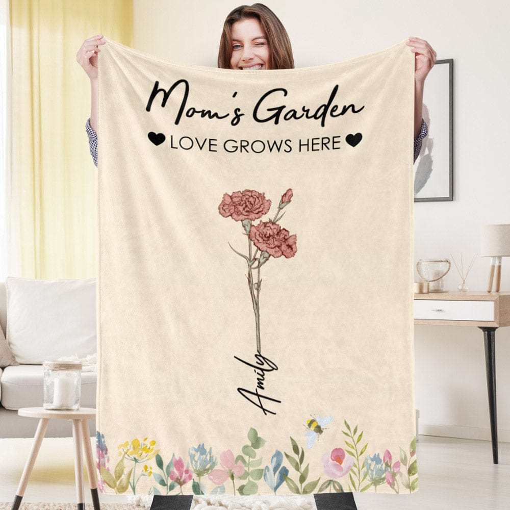 Coperta Di Fiori Di Compleanno Personalizzata, Coperta Con Nome Personalizzato, Regalo Per La Nonna - 