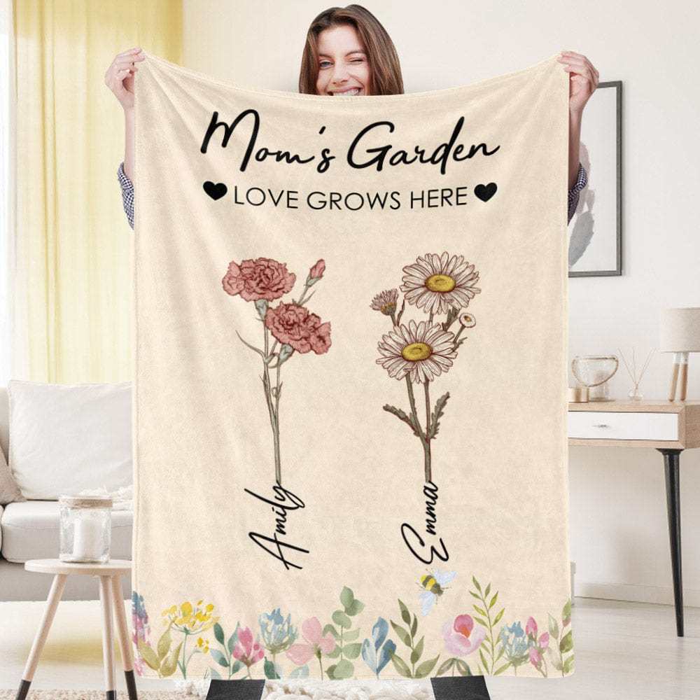 Coperta Di Fiori Di Compleanno Personalizzata, Coperta Con Nome Personalizzato, Regalo Per La Nonna - 