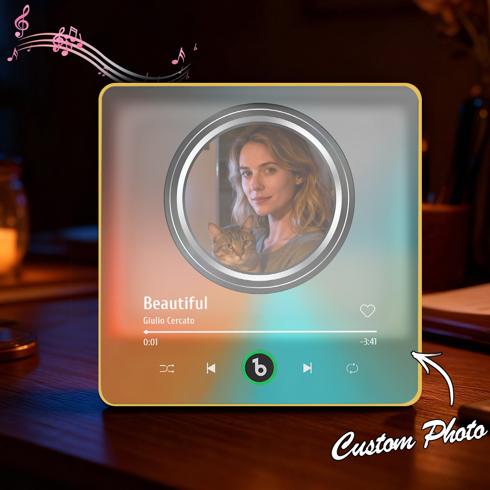 Calamita Da Frigorifero Luminosa Personalizzata Con Musica, Riproduci Canzoni Personalizzate Con Foto, Regalo Unico Per La Famiglia
