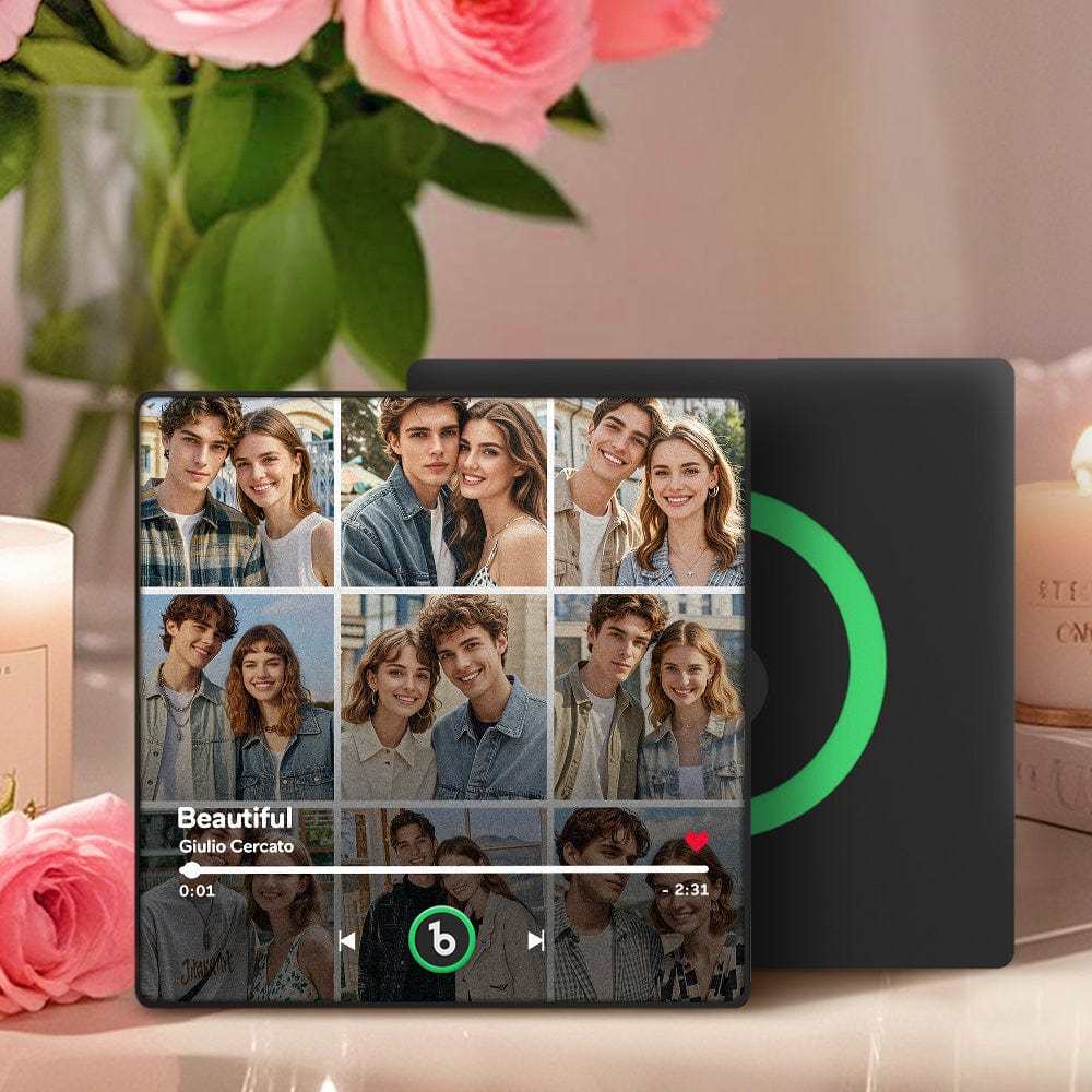 Custom Music Fridge Magnet And Photo With Colorful Frame Music Wall Photo Sticker Song Movement That Can Be Played Valentines Day Gift For Couple - 