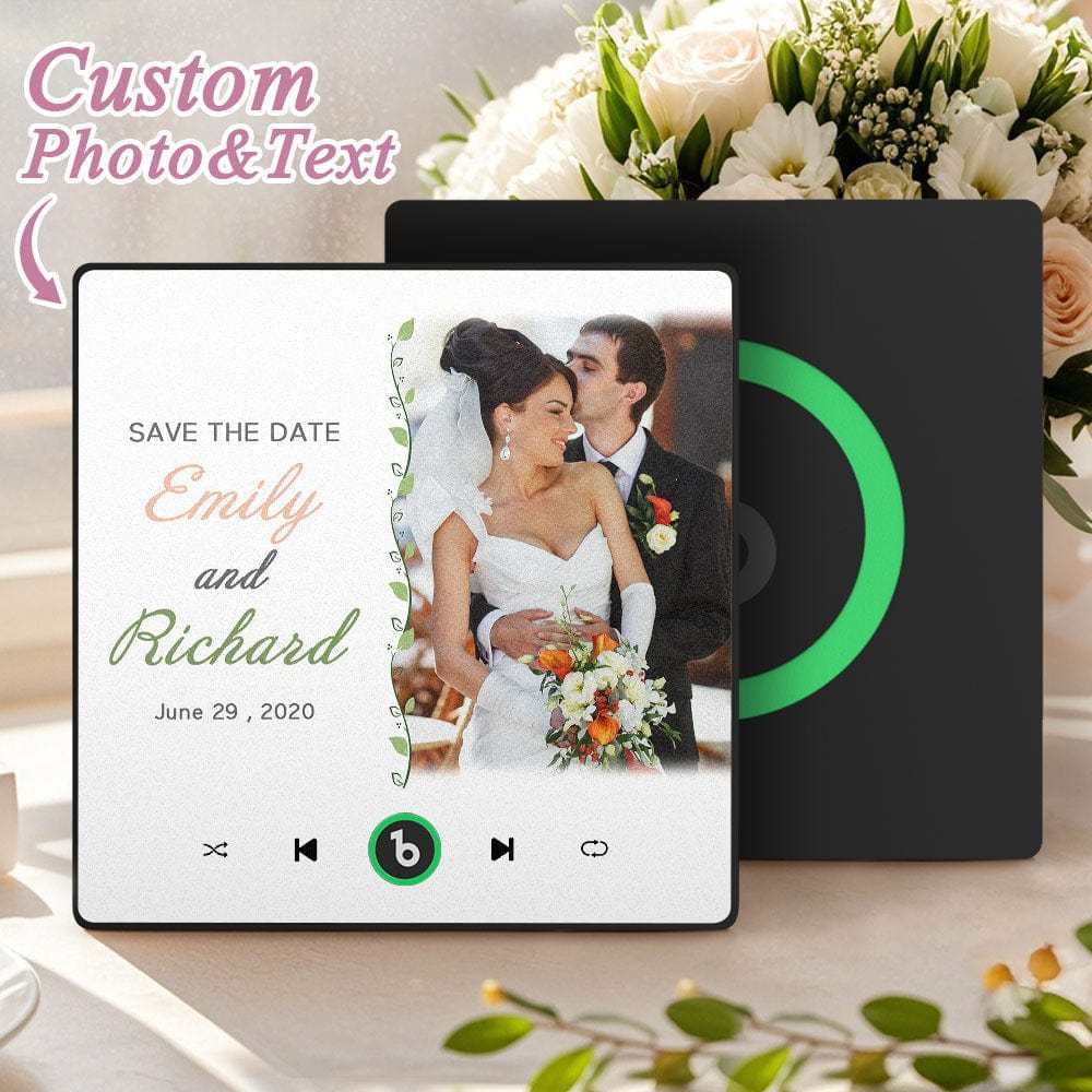 Custom Music Fridge Magnet Wedding Gift for Couples Personalized Music Magnets Can Play Songs - 