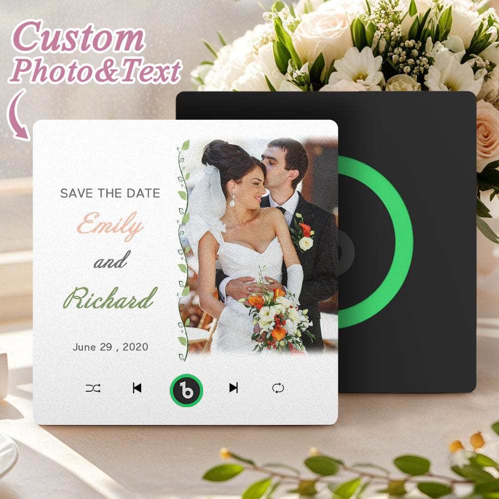 Custom Music Fridge Magnet Wedding Gift for Couples Personalized Music Magnets Can Play Songs - 