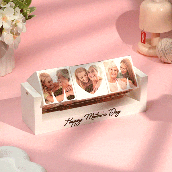Custom Photo Rotating Cube Mother's Day Keepsake Heartfelt Gift for Mom Best Personalized Home Decor for Mother's Day