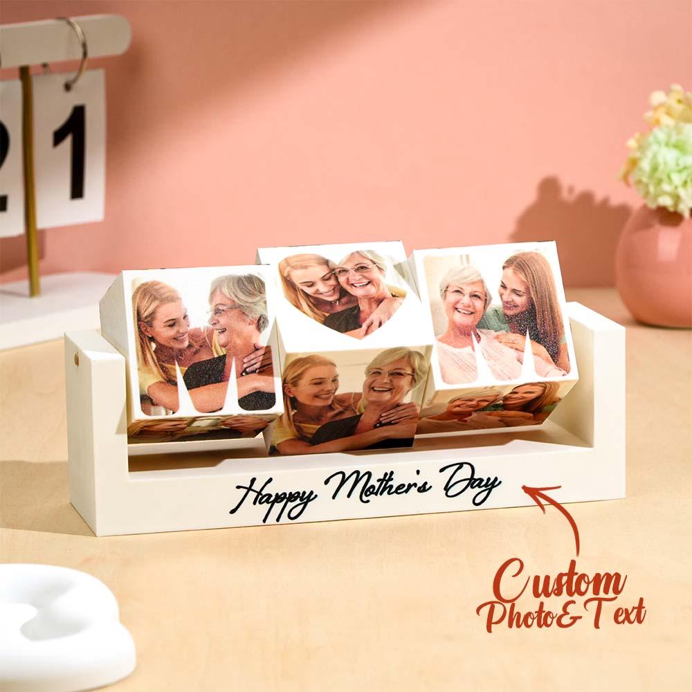 Custom Photo Rotating Cube Mother's Day Keepsake Heartfelt Gift for Mom Best Personalized Home Decor for Mother's Day