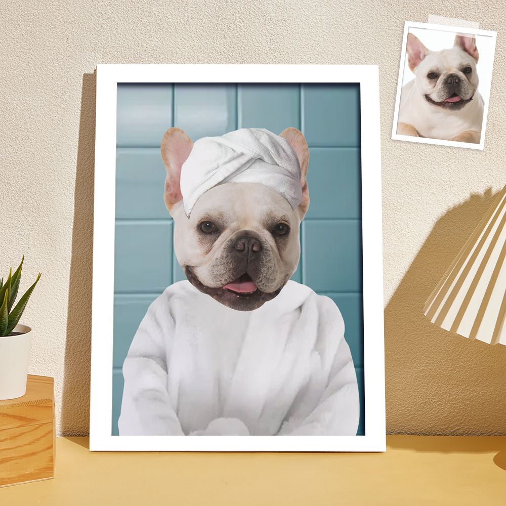 Custom Pet Portrait From Photo, Guestroom Wall Art, Funny Bathroom Art