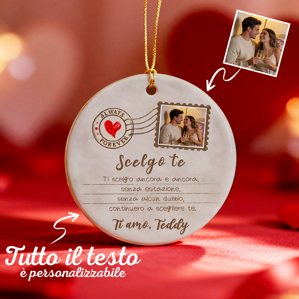 Ornamento Personalizzato Per Coppia Di Anniversario Con Foto E Testo, Regali Di San Valentino