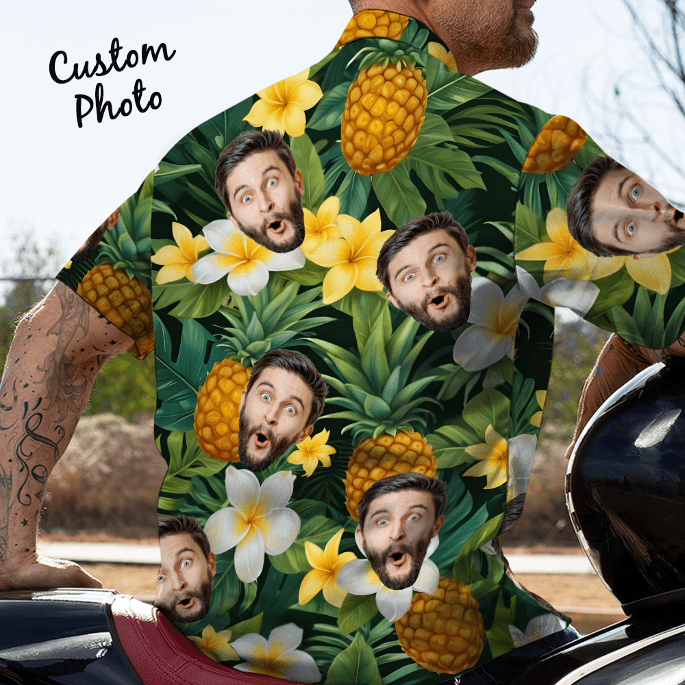 Camicia Hawaiana Con Ananas Personalizzata, Regalo Per Lui - 