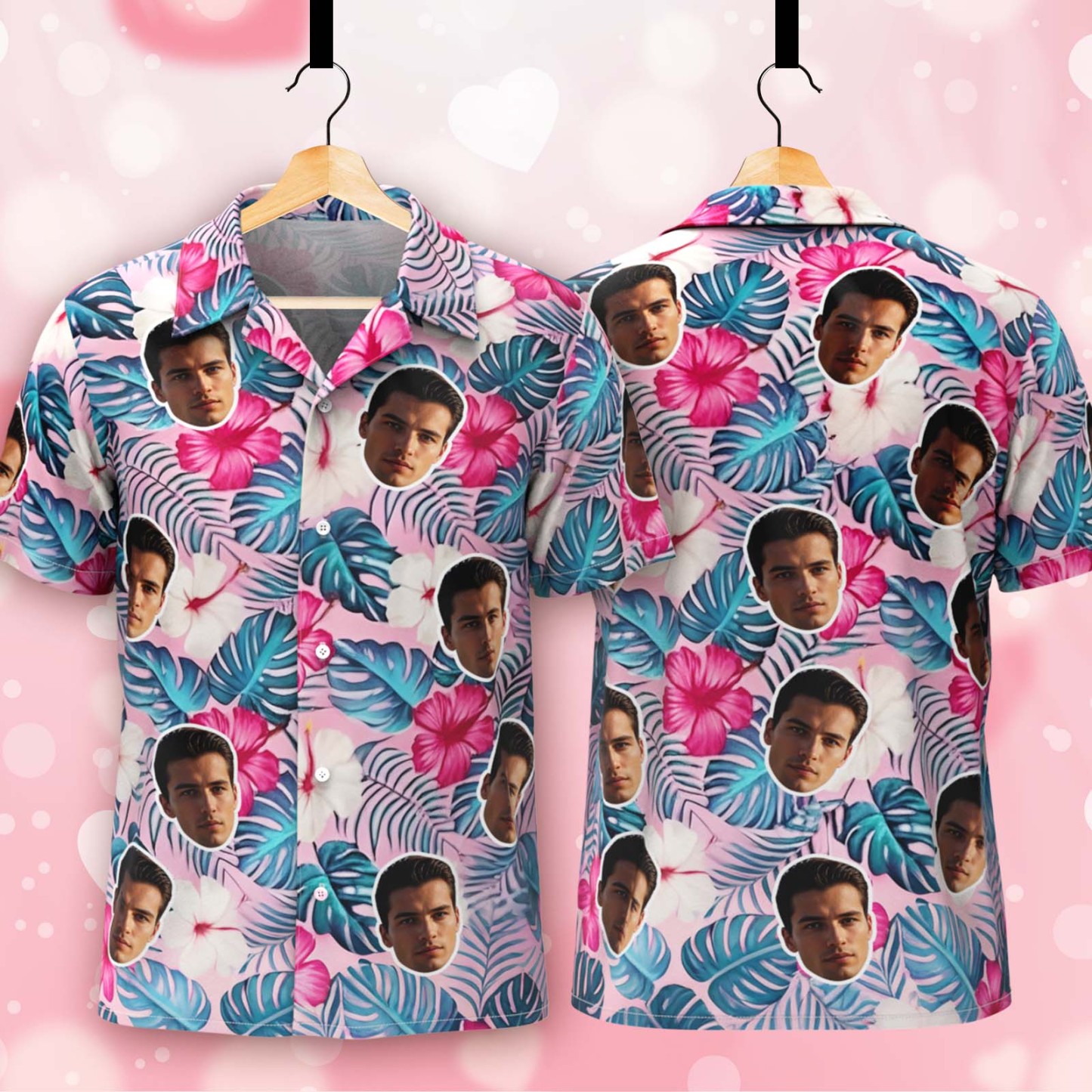 Divertente Camicia Hawaiana Personalizzata Con Foglie, Maglietta Con Foto, Regalo Perfetto Per La Festa Del Papà - 
