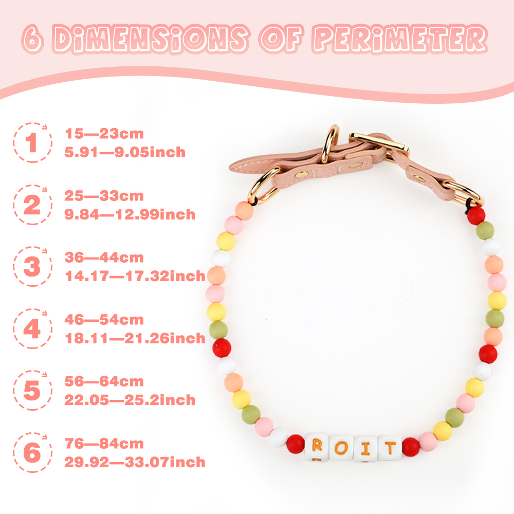 Personalized Pet Dog Cat Name Beaded Collar Adjustable Buckle Custom Pet Necklace Gift For Pet Lovers