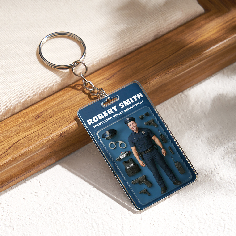 Action Figure Con Effetto 3d Personalizzato, Confezione Con Testa Personalizzabile, Stile Scatola Giocattolo, Regalo Artistico, Portachiavi In Acrilico Personalizzato Per Agenti Di Polizia - 